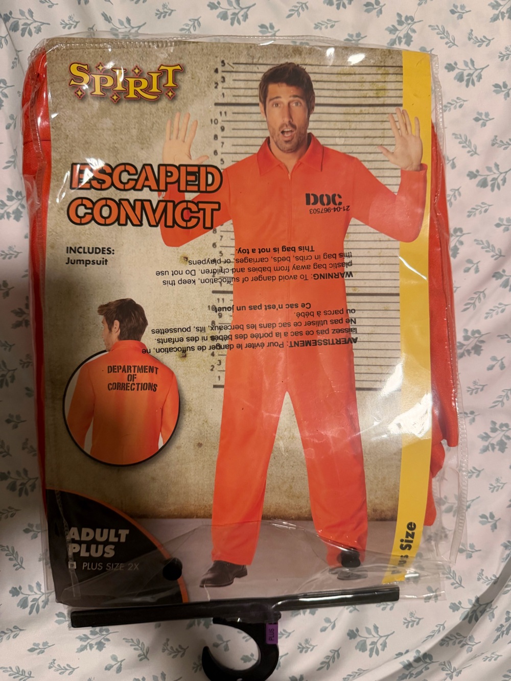 Escaped Convict Orange Mens Costume Jumpsuit